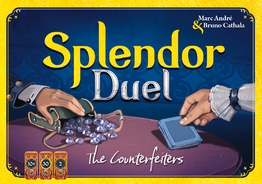 Splendor Duel: The Counterfeiters board game cover