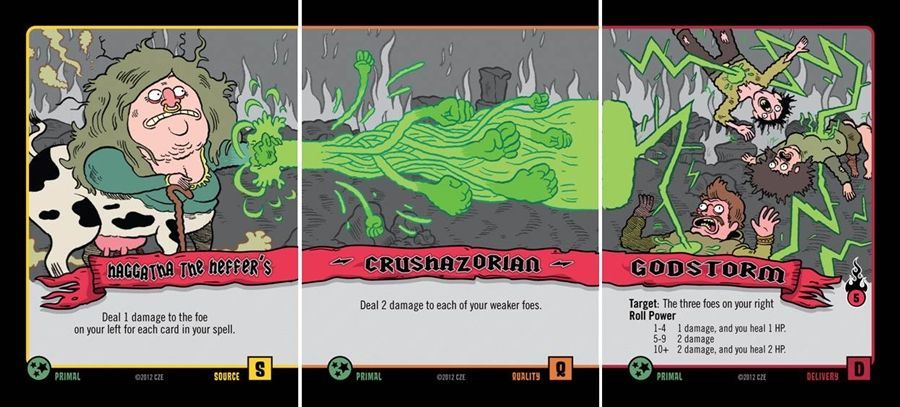 Epic Spell Wars of the Battle Wizards: Duel at Mt. Skullzfyre – Haggatha the Heffer’s Crushazorian Godstorm Promo Cards board game cover