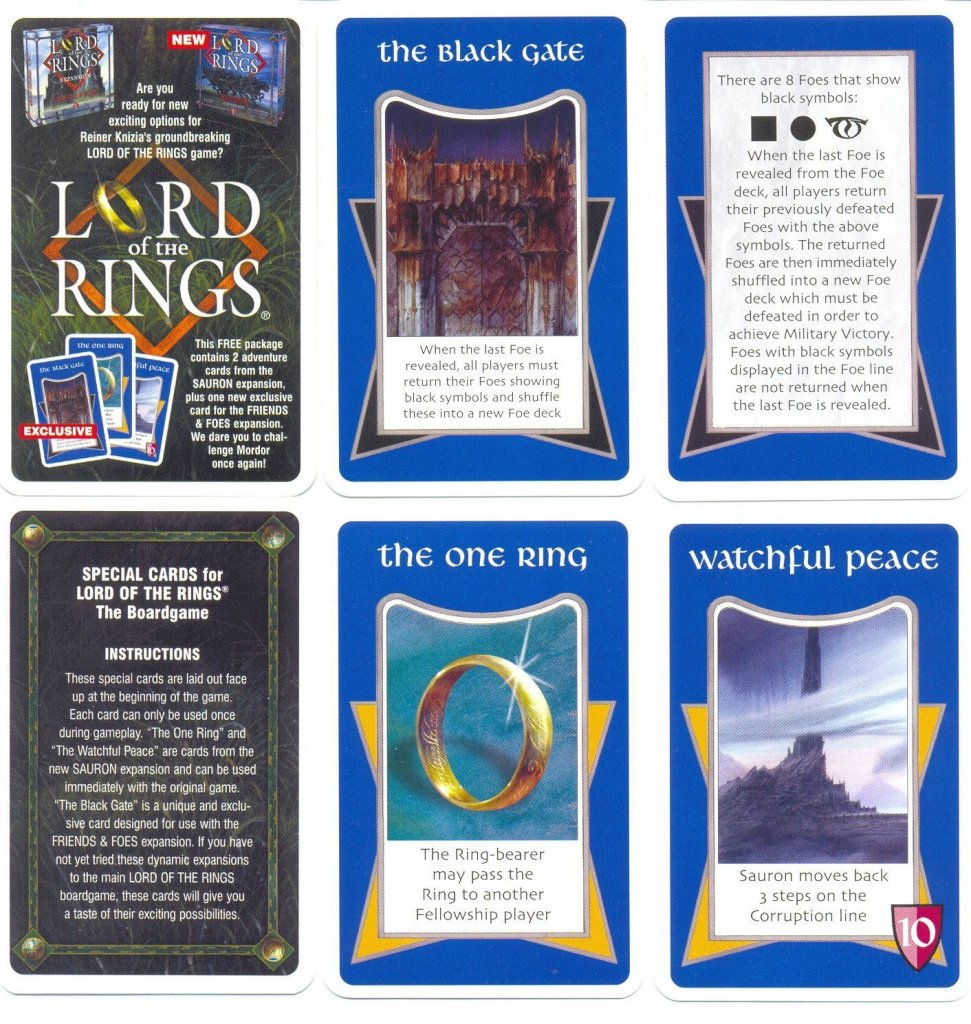 Lord of the Rings: Special Cards Promo Pack board game cover