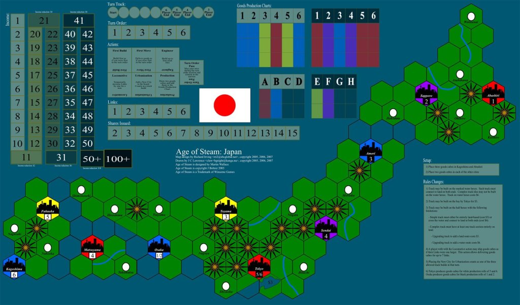 Japan (fan expansion for Age of Steam) board game cover