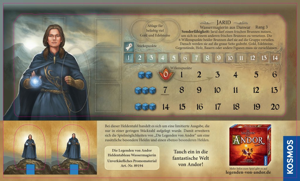 Die Legenden von Andor: Wassermagierin Heldentableau board game cover