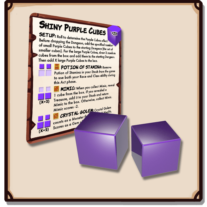 Dungeon Drop: Mysterious Shiny Purple Cubes Mini-Expansion board game cover