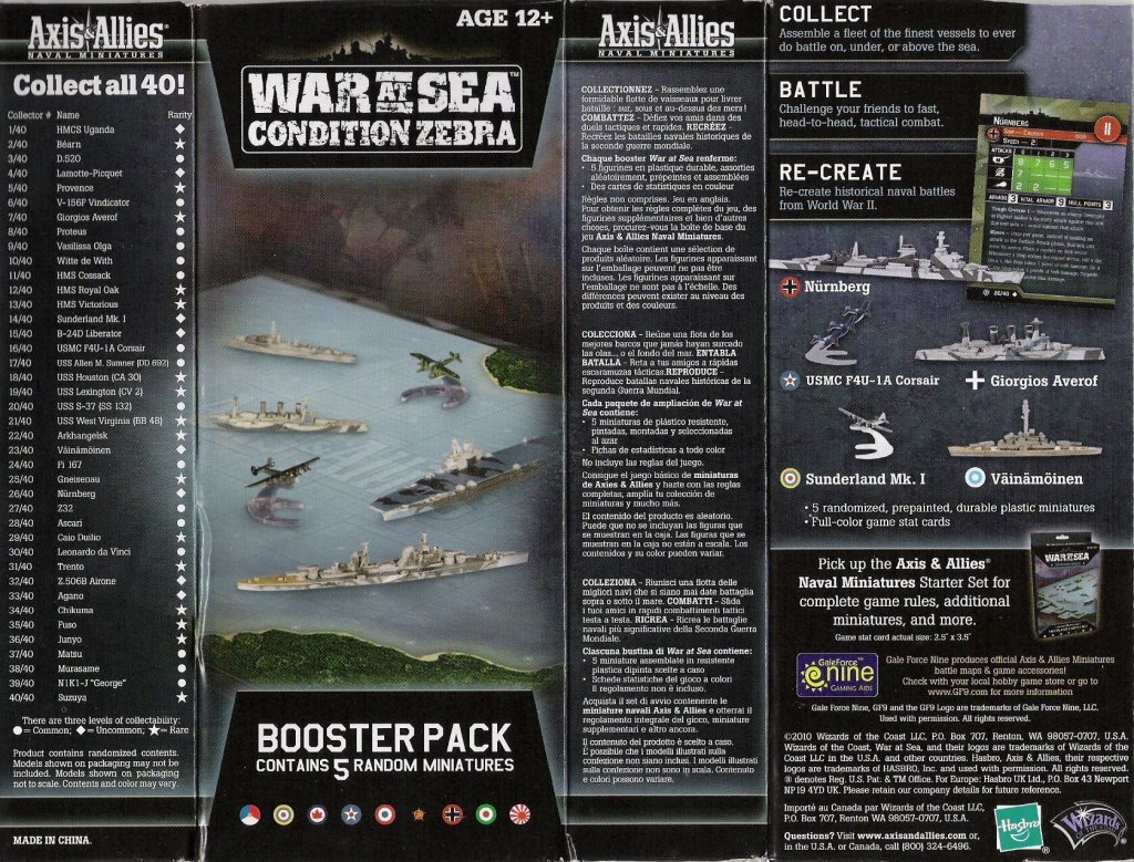 Axis & Allies: War at Sea – Condition Zebra Booster Pack board game cover