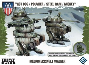 Dust Tactics: Medium Assault Walker – “Hot Dog / Pounder / Steel Rain / Mickey” board game cover